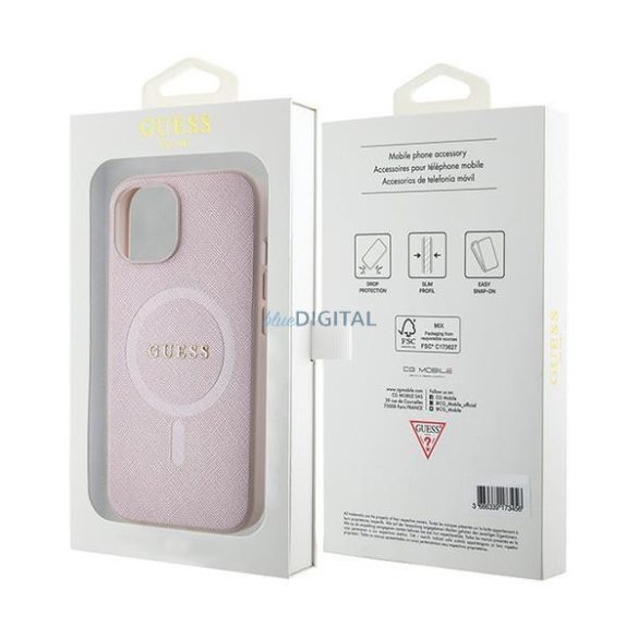 Guess GUHMP15SPSAHMCP iPhone 15 6.1" rózsaszín keménytok Saffiano MagSafe