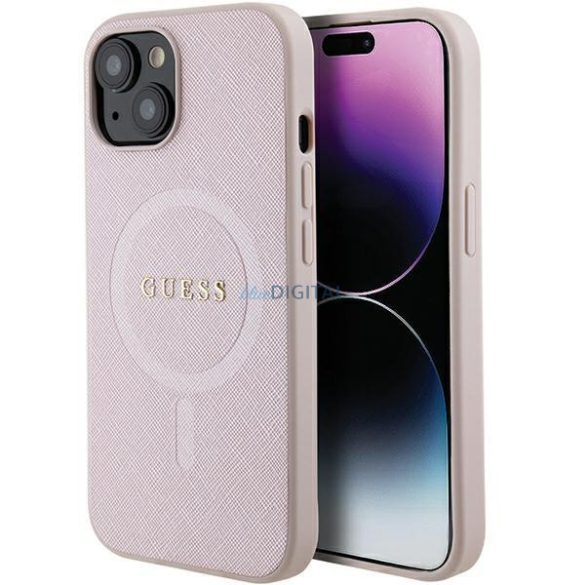 Guess GUHMP15MPSAHMCP iPhone 15 Plus 6.7" rózsaszín keménytok Saffiano MagSafe