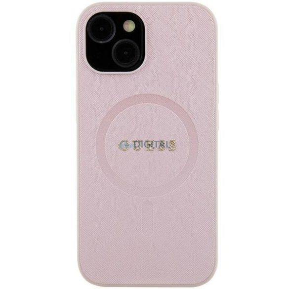Guess GUHMP15MPSAHMCP iPhone 15 Plus 6.7" rózsaszín keménytok Saffiano MagSafe