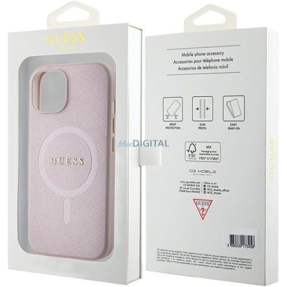Guess GUHMP15MPSAHMCP iPhone 15 Plus 6.7" rózsaszín keménytok Saffiano MagSafe
