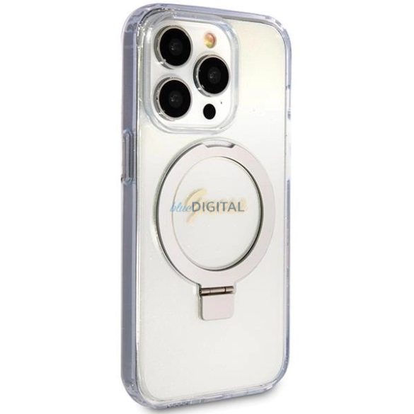 Guess Ring Stand Script Glitter MagSafe tok iPhone 15 Pro Max - átlátszó