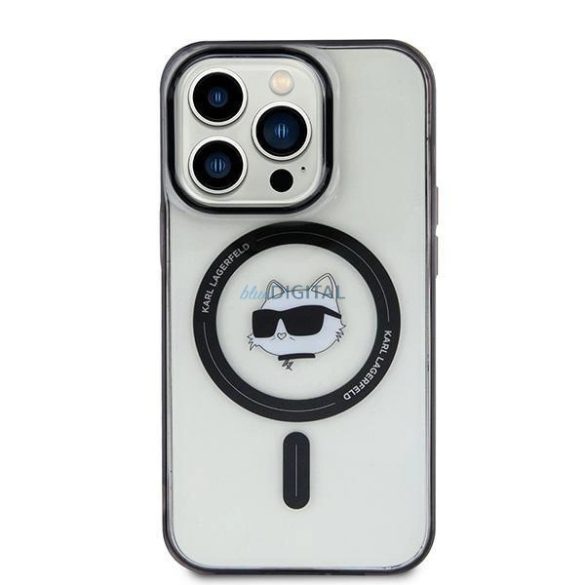 Karl Lagerfeld KLHMP15MHCHNOTK iPhone 15 Plus 6.7" átlátszó keménytok IML Choupette's Head MagSafe