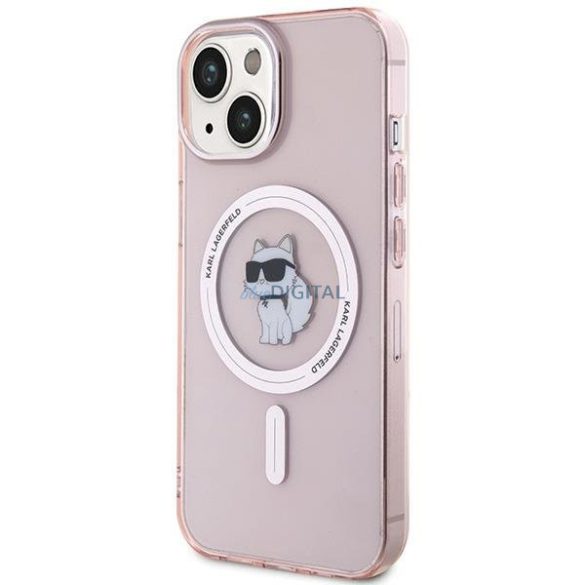 Karl Lagerfeld IML Choupette MagSafe tok iPhone 15 készülékhez - rózsaszín