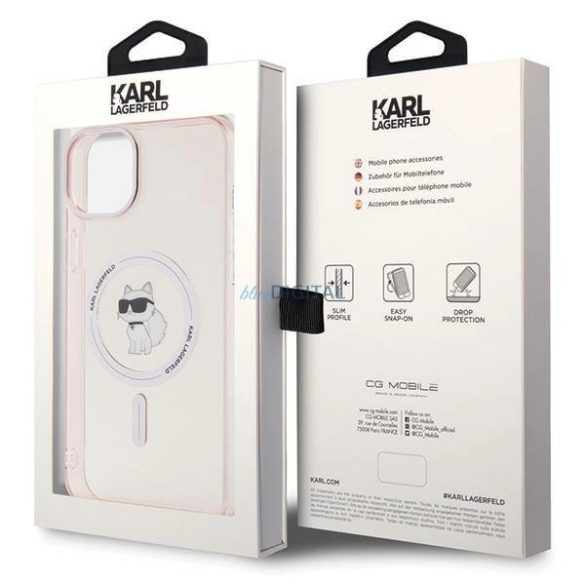 Karl Lagerfeld IML Choupette MagSafe tok iPhone 15 Plus - rózsaszín