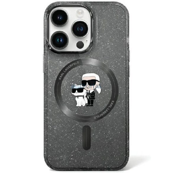 Karl Lagerfeld KLHMN61HGKCNOK iPhone 11 / Xr 6.1" fekete keménytok Karl&Choupette Glitter MagSafe