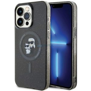 Karl Lagerfeld Karl&Choupette Glitter MagSafe tok iPhone 15 Pro Max készülékhez - fekete