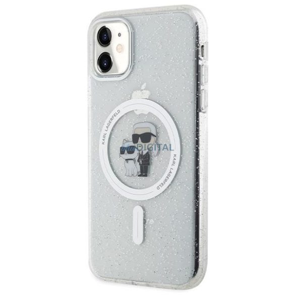 Karl Lagerfeld KLHMN61HGKCNOT tok iPhone 11 / Xr - átlátszó keménytok Karl&Choupette Glitter MagSafe