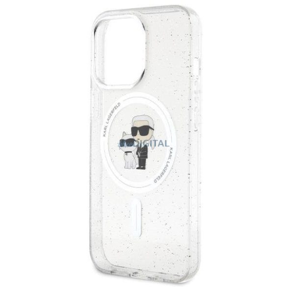Karl Lagerfeld KLHMP13LHGKCNOT tok iPhone 13 Pro / 13 - átlátszó keménytok Karl&Choupette Glitter MagSafe
