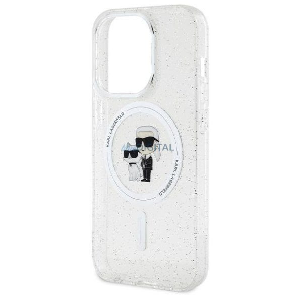 Karl Lagerfeld KLHMP14LHGKCNOT tok iPhone 14 Pro - átlátszó keménytok Karl&Choupette Glitter MagSafe