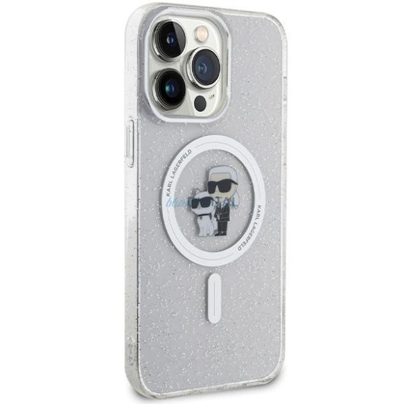 Karl Lagerfeld KLHMP14XHGKKCNOT tok iPhone 14 Pro Max 6.7" - átlátszó keménytok Karl&Choupette Glitter MagSafe