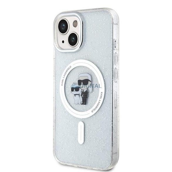 Karl Lagerfeld Karl&Choupette Glitter MagSafe tok iPhone 15 Plus készülékhez - átlátszó