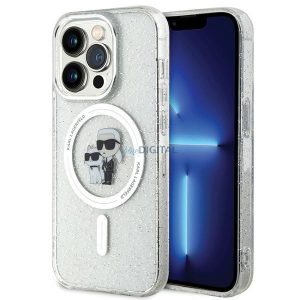 Karl Lagerfeld Karl&Choupette Glitter MagSafe tok iPhone 15 Pro készülékhez - átlátszó