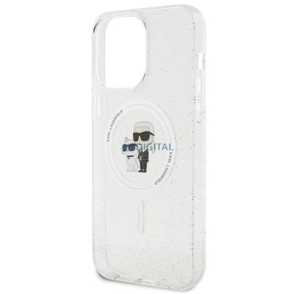 Karl Lagerfeld Karl&Choupette Glitter MagSafe tok iPhone 15 Pro Max készülékhez - átlátszó