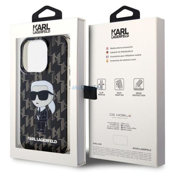 Karl Lagerfeld Monogram ikonikus tok iPhone 15 Pro készülékhez - átlátszó