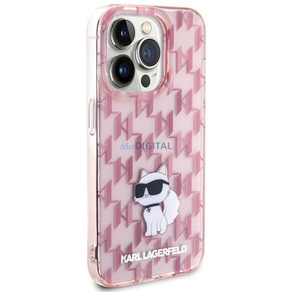 Karl Lagerfeld Monogram Choupette tok iPhone 15 Pro - rózsaszín