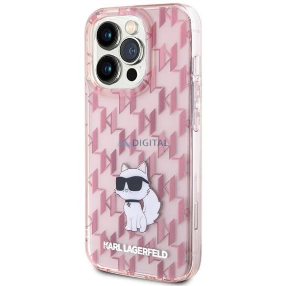 Karl Lagerfeld Monogram Choupette tok iPhone 15 Pro Max - rózsaszín