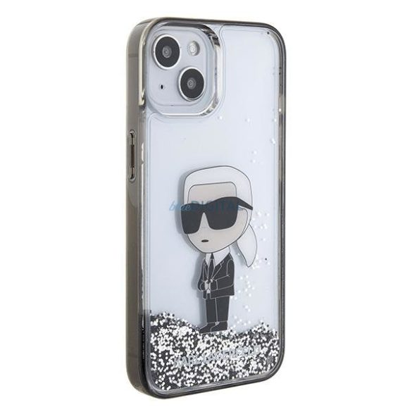 Karl Lagerfeld KLHCP15SLKKNSK iPhone 15 6,1" átlátszó keménytok folyékony Glitter ikonikus