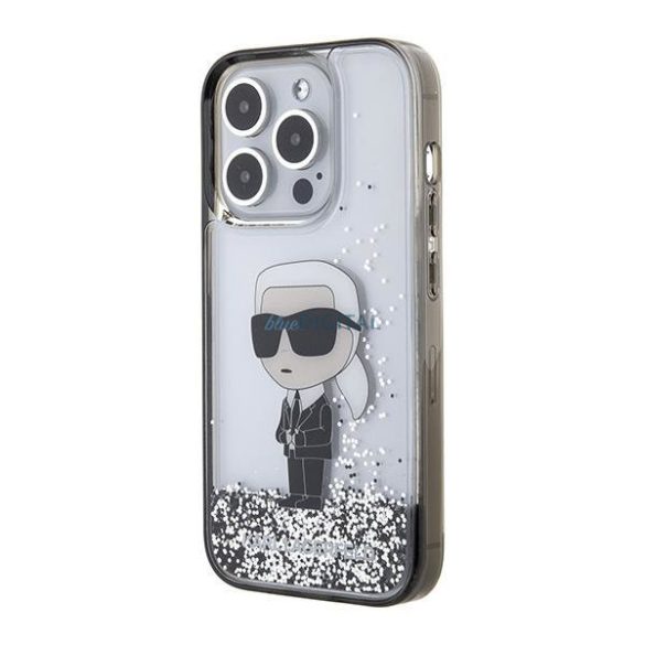 Karl Lagerfeld KLHCP15LLKKNSK iPhone 15 Pro 6,1" átlátszó keménytok folyékony Glitter ikonikus