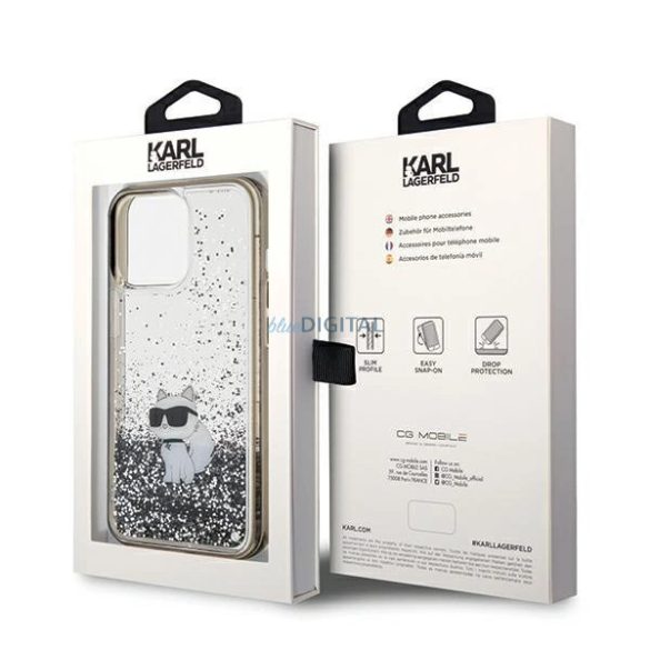Karl Lagerfeld Liquid Glitter Choupette tok iPhone 13 Pro Max - átlátszó