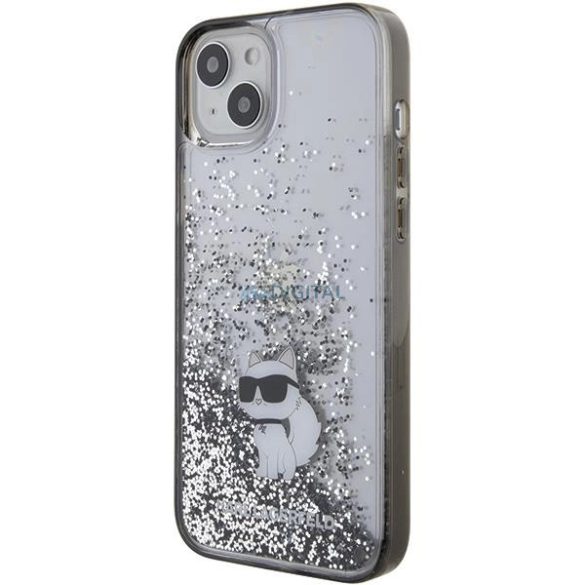 Karl Lagerfeld Liquid Glitter Choupette tok iPhone 15 Plus - átlátszó