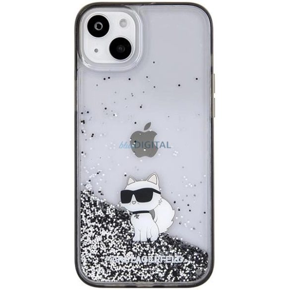 Karl Lagerfeld Liquid Glitter Choupette tok iPhone 15 Plus - átlátszó