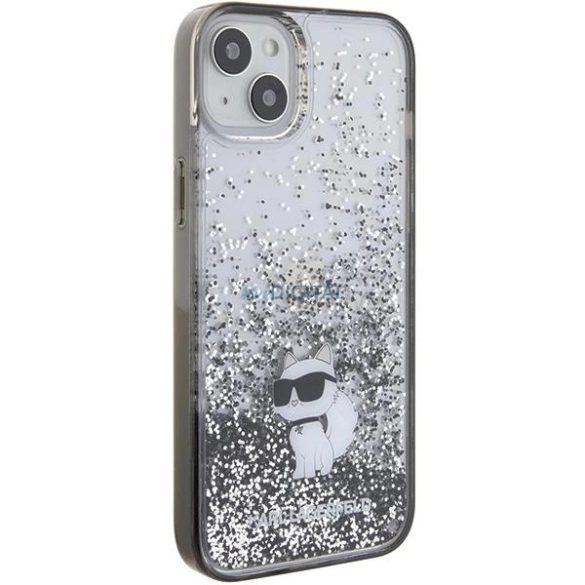 Karl Lagerfeld Liquid Glitter Choupette tok iPhone 15 Plus - átlátszó