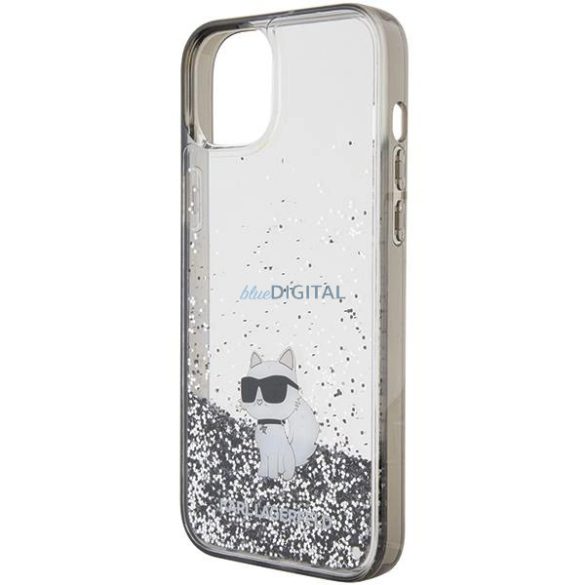 Karl Lagerfeld Liquid Glitter Choupette tok iPhone 15 Plus - átlátszó