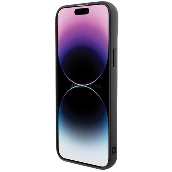 Karl Lagerfeld 3D gumiból készült több logós tok iPhone 15 Plus készülékhez - fekete