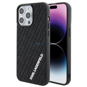 Karl Lagerfeld 3D gumiból készült több logós tok iPhone 15 Pro Max készülékhez - fekete