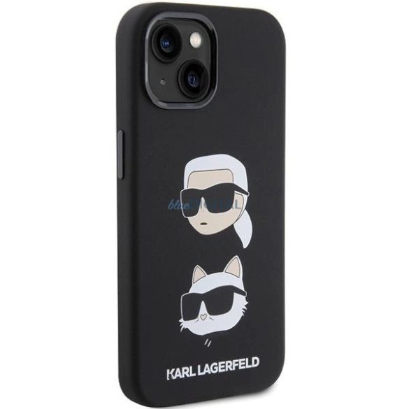 Karl Lagerfeld szilikon Karl&Choupette fej tok iPhone 15 - fekete