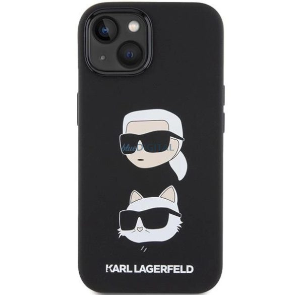 Karl Lagerfeld szilikon Karl&Choupette fej tok iPhone 15 Plus / 14 Plus - fekete