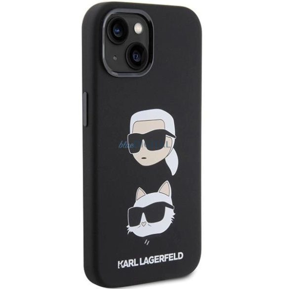 Karl Lagerfeld szilikon Karl&Choupette fej tok iPhone 15 Plus / 14 Plus - fekete