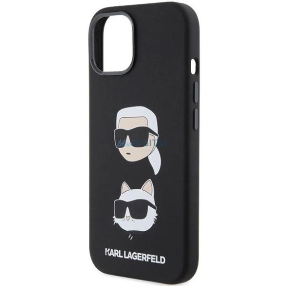 Karl Lagerfeld szilikon Karl&Choupette fej tok iPhone 15 Plus / 14 Plus - fekete