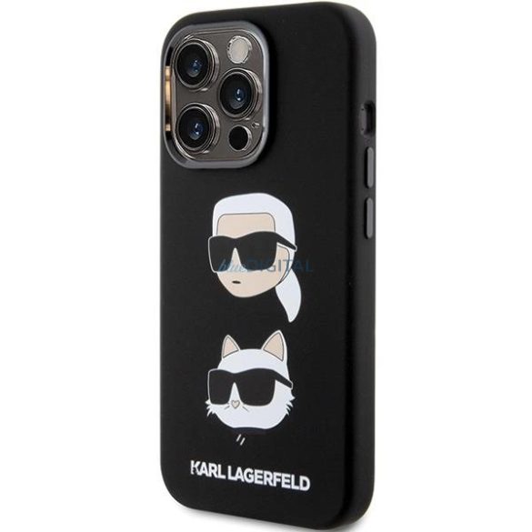 Karl Lagerfeld szilikon Karl&Choupette fej tok iPhone 15 Pro Max készülékhez - fekete