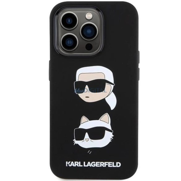 Karl Lagerfeld szilikon Karl&Choupette fej tok iPhone 15 Pro Max készülékhez - fekete