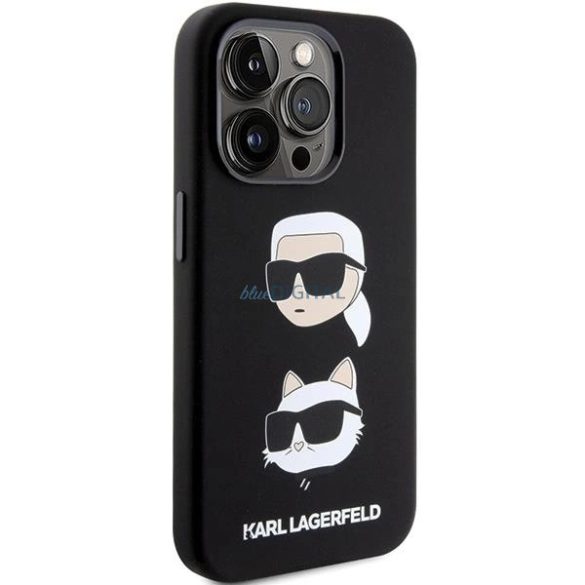 Karl Lagerfeld szilikon Karl&Choupette fej tok iPhone 15 Pro Max készülékhez - fekete