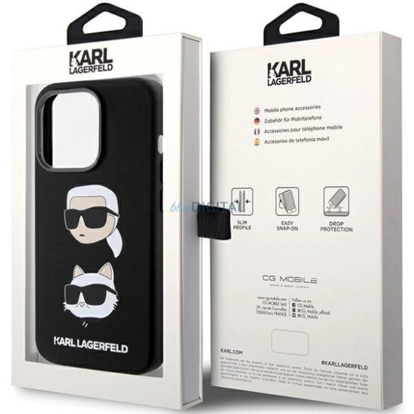 Karl Lagerfeld szilikon Karl&Choupette fej tok iPhone 15 Pro Max készülékhez - fekete