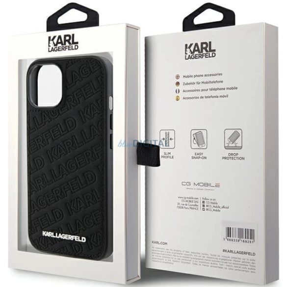 Karl Lagerfeld steppelt K mintás tok iPhone 15 Plus / 14 Plus - fekete