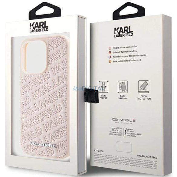 Karl Lagerfeld steppelt K mintás tok iPhone 15 Pro - rózsaszín