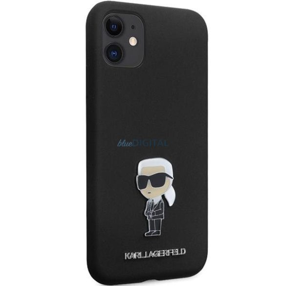 Karl Lagerfeld KLHCN61SMHKNPK tok iPhone 11 / Xr - fekete Szilikon ikonikus fém kitűző
