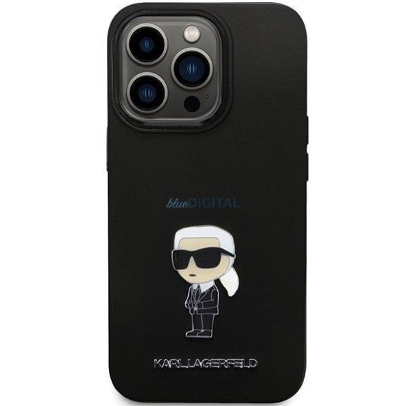 Karl Lagerfeld KLHCP13LSMHKNPK tok iPhone 13 Pro / 13 - fekete Szilikon ikonikus fém kitűző