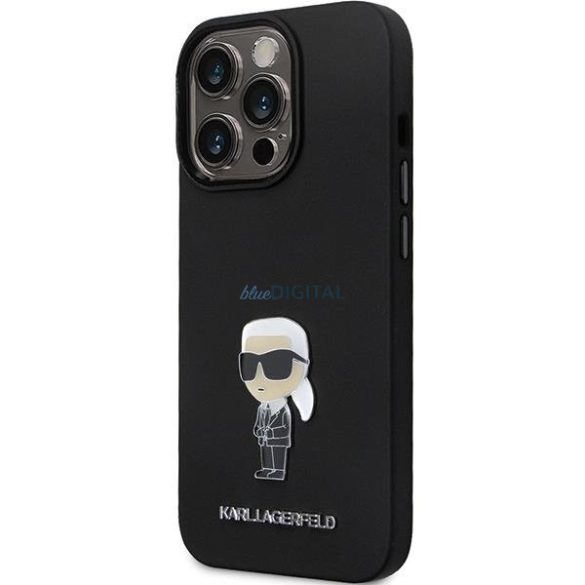 Karl Lagerfeld KLHCP13XSMHKNPK tok iPhone 13 Pro Max - fekete Szilikon ikonikus fém kitűző