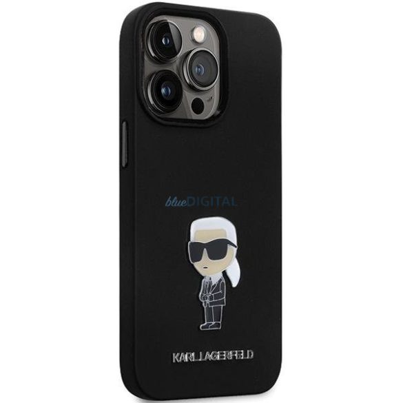 Karl Lagerfeld KLHCP14LSMHKNPK tok iPhone 14 Pro - fekete Szilikon ikonikus fém kitűző