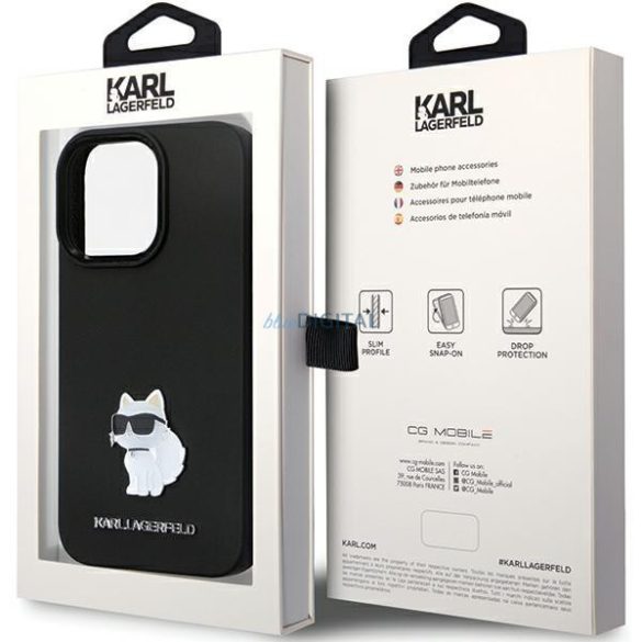 Karl Lagerfeld KLHCP14LSMHCNPK tok iPhone 14 Pro - fekete Szilikon C fém kitűző