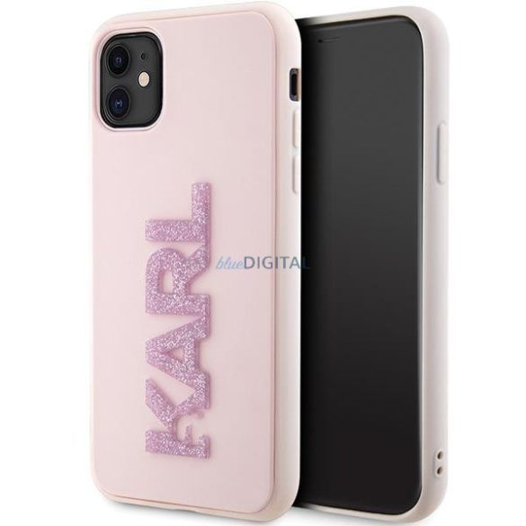 Karl Lagerfeld KLHCN613DMBKCP iPhone 11 / Xr 6.1" rózsaszín keménytok 3D gumi csillogó logóval