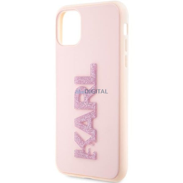 Karl Lagerfeld KLHCN613DMBKCP iPhone 11 / Xr 6.1" rózsaszín keménytok 3D gumi csillogó logóval