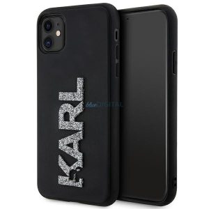 Karl Lagerfeld KLHCN613DMBKCK iPhone 11 / Xr 6.1" fekete keménytok 3D gumi csillogó logóval