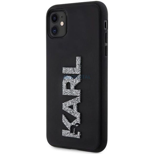 Karl Lagerfeld KLHCN613DMBKCK iPhone 11 / Xr 6.1" fekete keménytok 3D gumi csillogó logóval