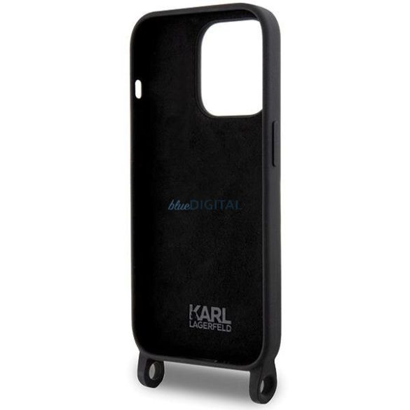 Karl Lagerfeld KLHCP15LSCBSKNK iPhone 15 Pro 6.1" keménytok fekete Crossbody szilikon ikonikus