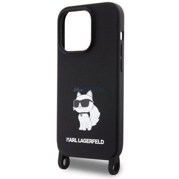 Karl Lagerfeld KLHCP15LSCBSCNK iPhone 15 Pro 6.1" keménytok fekete Crossbody szilikon Choupette